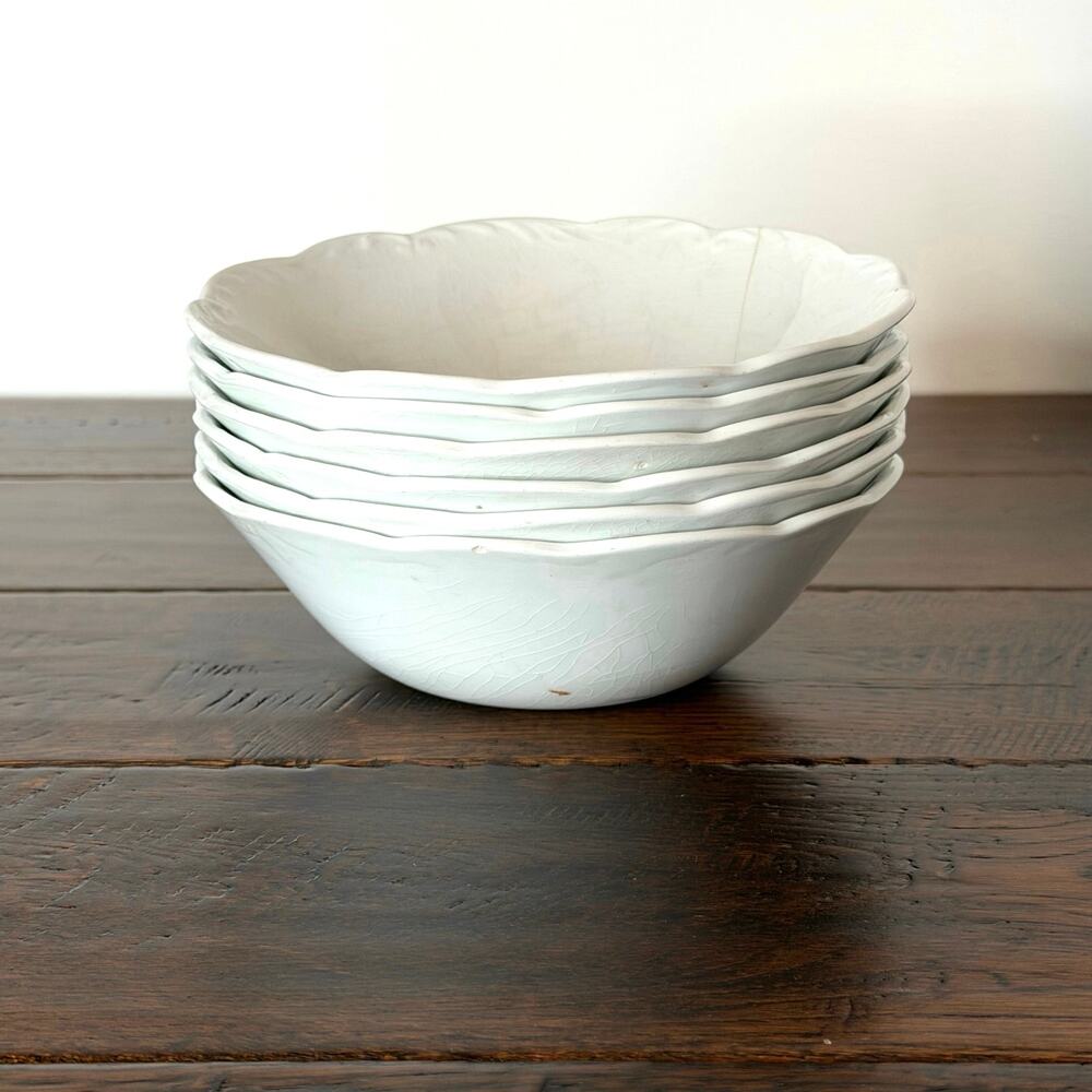 Set of 6 White Ironstone Bowls – J&G Meakin Vintage Crazed Ironstone Dinnerware